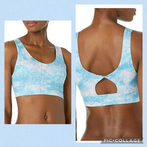 Juicy Couture NWT Twist back removable pads vneck sports bra Aurora Print sz M